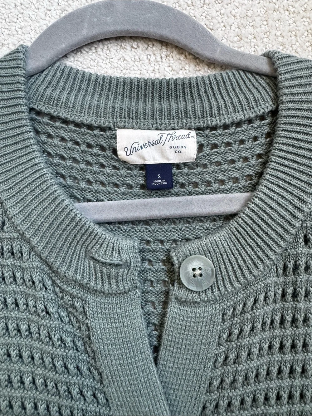Button-Front Knit Sleeveless Sweater Vest - Sage Green